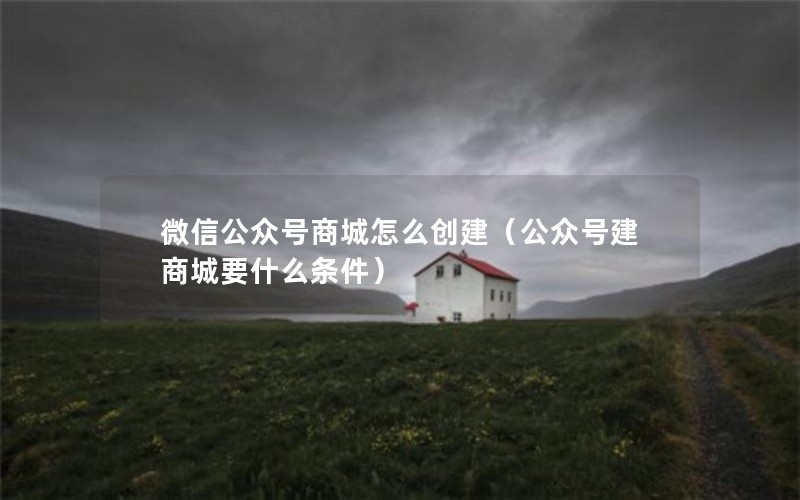 微信公众号商城怎么创建（公众号建商城要什么条件）