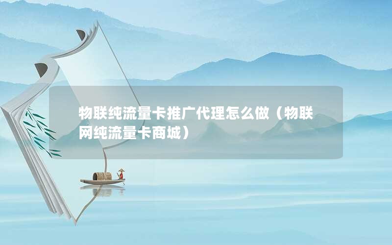 物联纯流量卡推广代理怎么做（物联网纯流量卡商城）