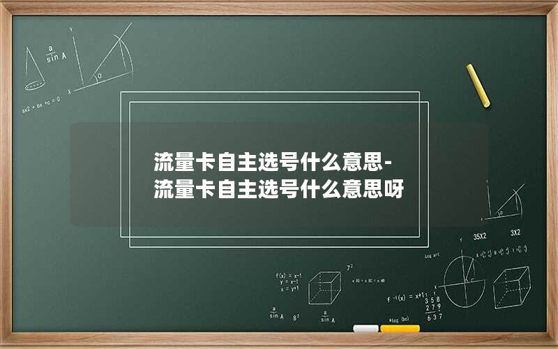 流量卡自主选号什么意思-流量卡自主选号什么意思呀