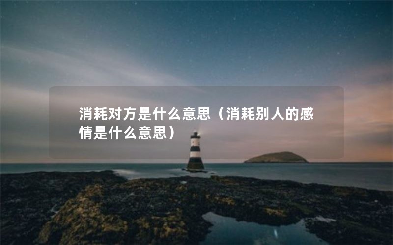 消耗对方是什么意思（消耗别人的感情是什么意思）