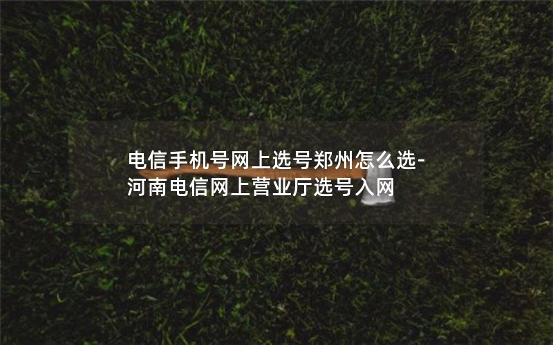 电信手机号网上选号郑州怎么选-河南电信网上营业厅选号入网