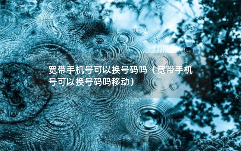 宽带手机号可以换号码吗（宽带手机号可以换号码吗移动）