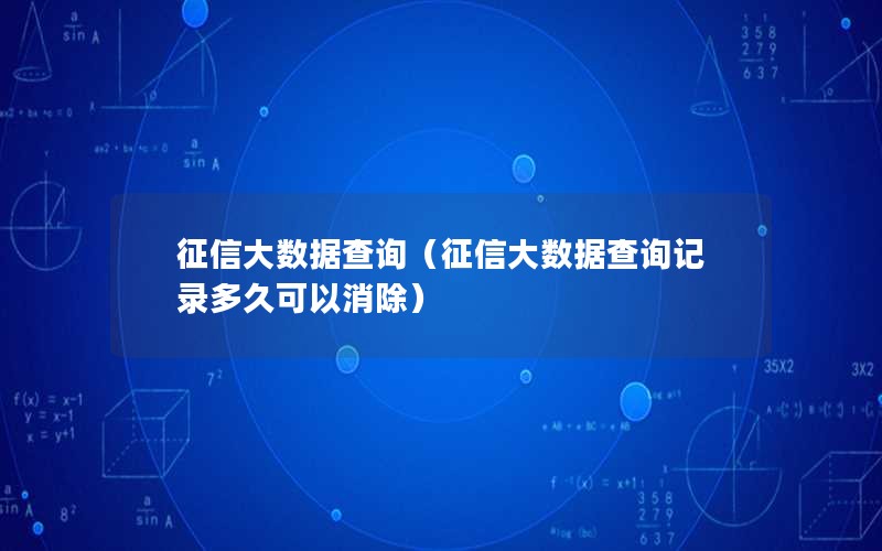 征信大数据查询（征信大数据查询记录多久可以消除）