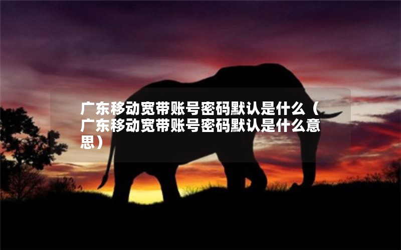 广东移动宽带账号密码默认是什么（广东移动宽带账号密码默认是什么意思）