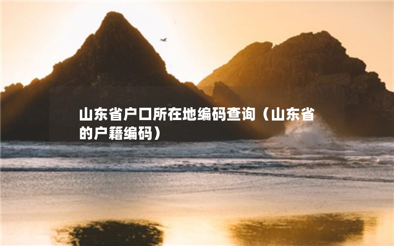 山东省户口所在地编码查询（山东省的户籍编码）