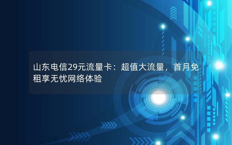 山东电信29元流量卡：超值大流量，首月免租享无忧网络体验