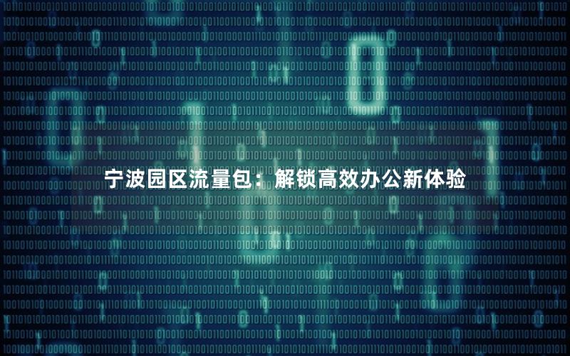 宁波园区流量包：解锁高效办公新体验