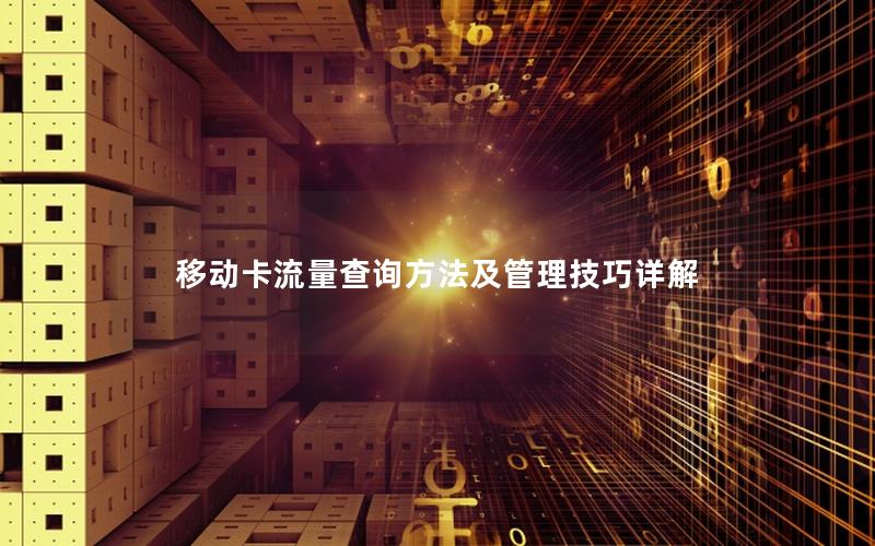 移动卡流量查询方法及管理技巧详解