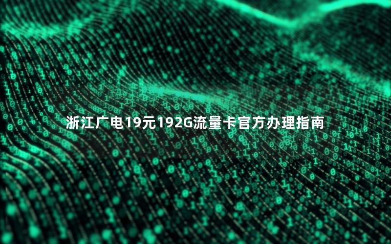 浙江广电19元192G流量卡官方办理指南