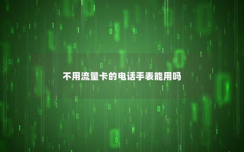 不用流量卡的电话手表能用吗