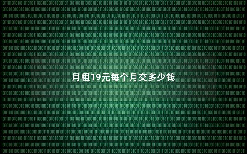 月租19元每个月交多少钱