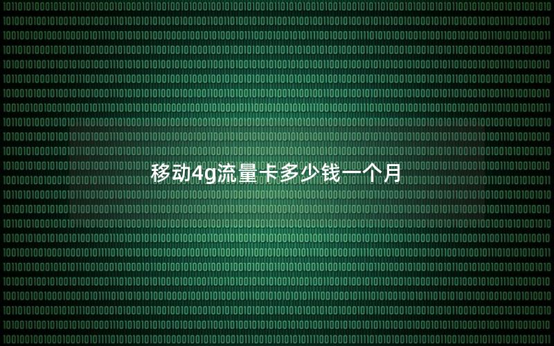 移动4g流量卡多少钱一个月