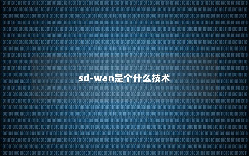 sd-wan是个什么技术