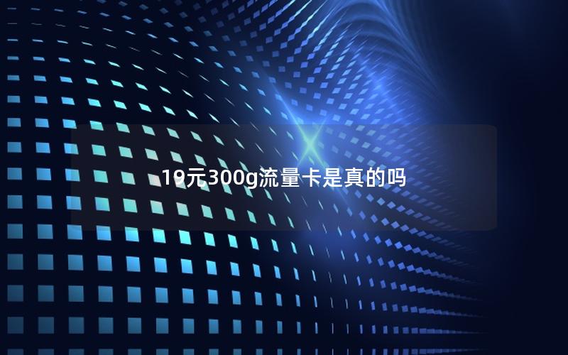 19元300g流量卡是真的吗