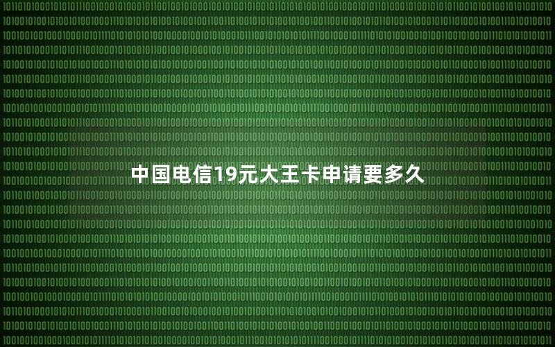 中国电信19元大王卡申请要多久