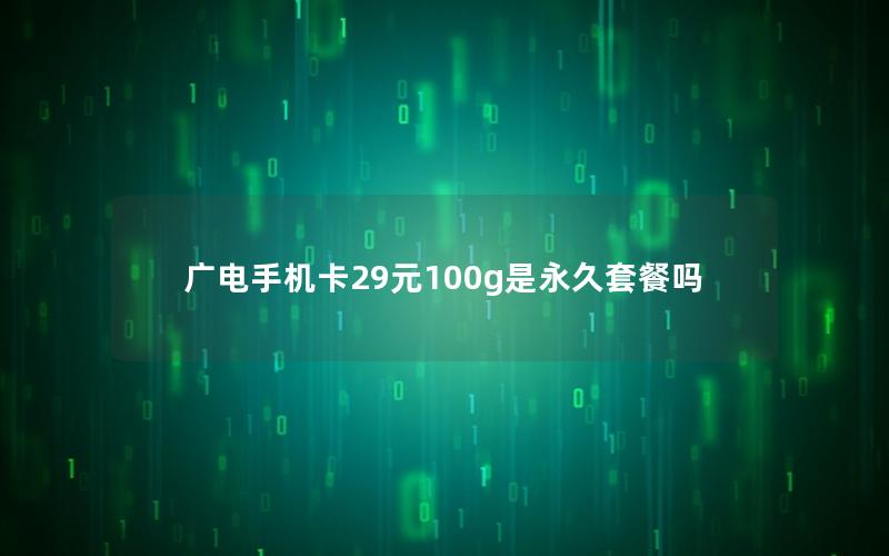 广电手机卡29元100g是永久套餐吗