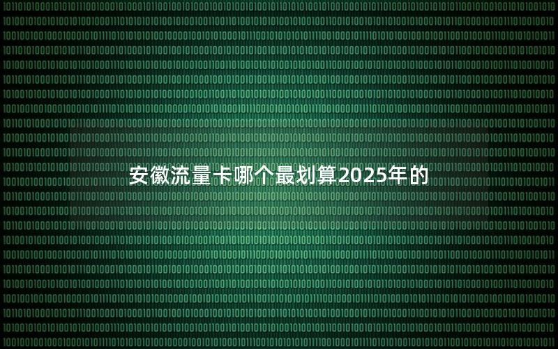 安徽流量卡哪个最划算2025年的