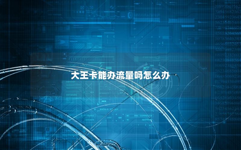 大王卡能办流量吗怎么办