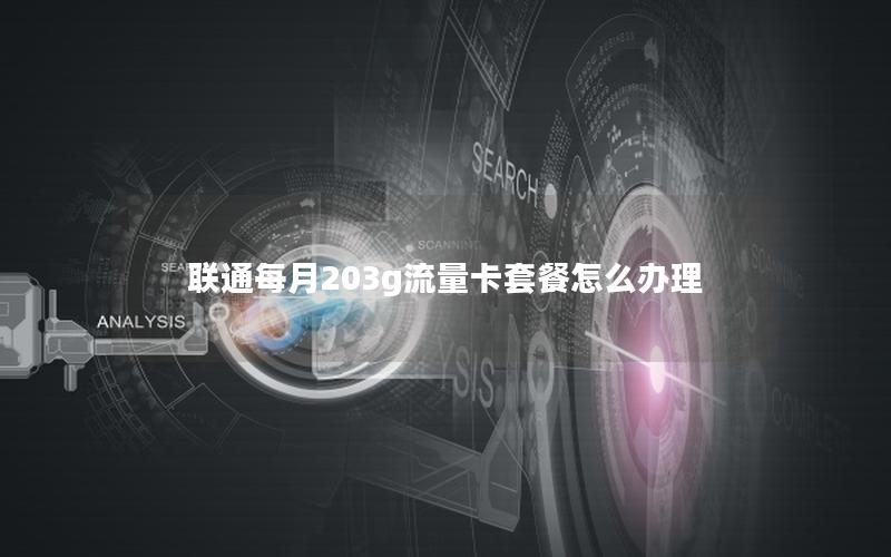 联通每月203g流量卡套餐怎么办理