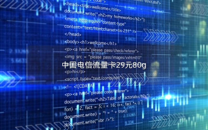 中国电信流量卡29元80g