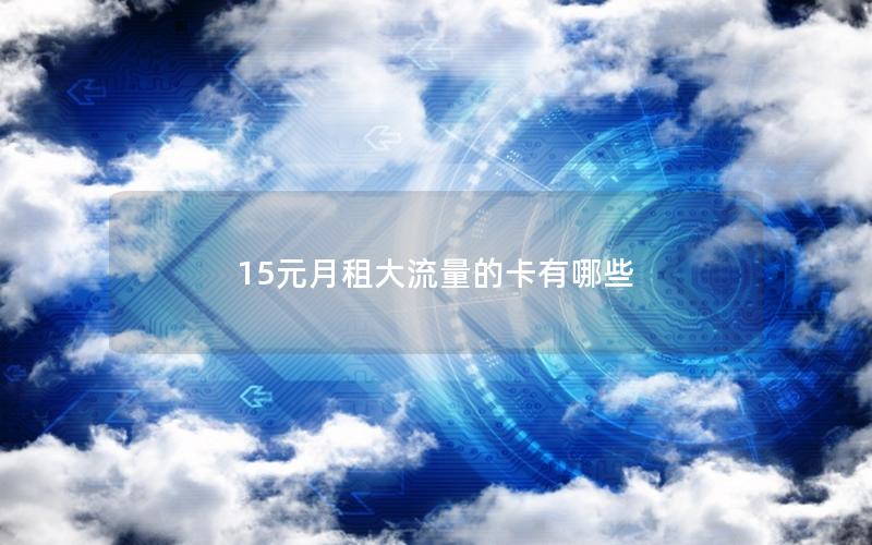 15元月租大流量的卡有哪些