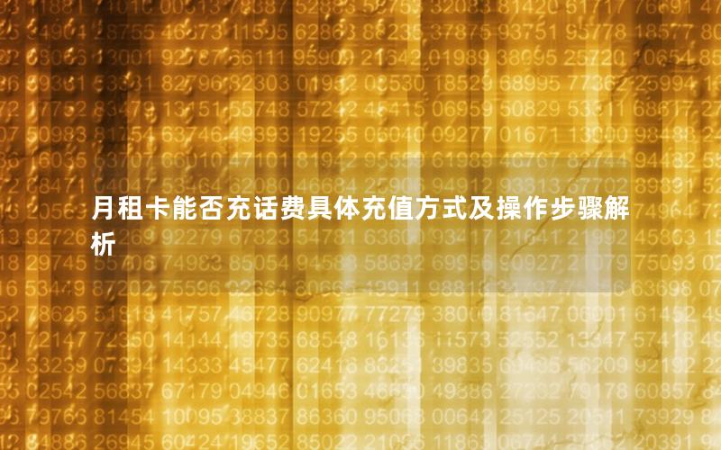 月租卡能否充话费具体充值方式及操作步骤解析