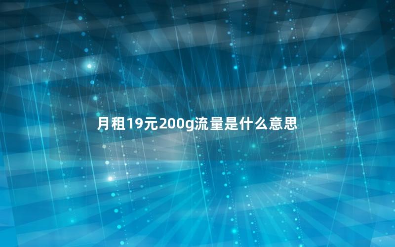 月租19元200g流量是什么意思