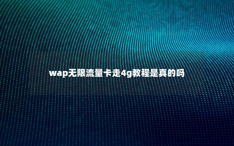 wap无限流量卡走4g教程是真的吗