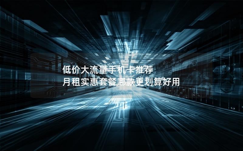 低价大流量手机卡推荐 月租实惠套餐哪款更划算好用