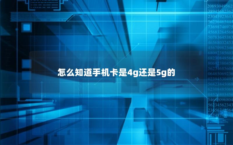 怎么知道手机卡是4g还是5g的