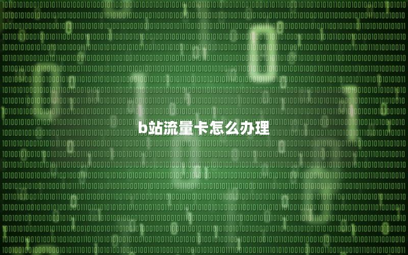 b站流量卡怎么办理