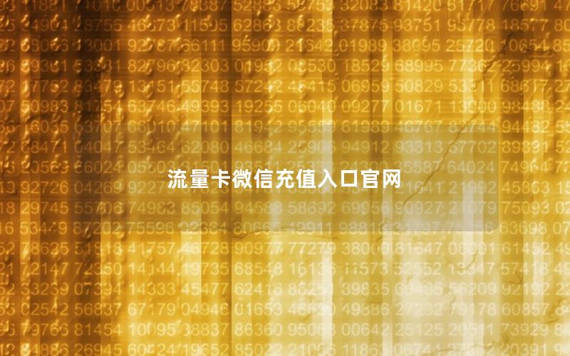 流量卡微信充值入口官网