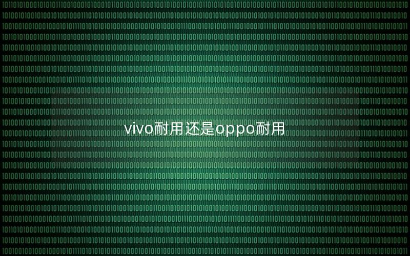 vivo耐用还是oppo耐用