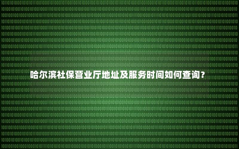 哈尔滨社保营业厅地址及服务时间如何查询？