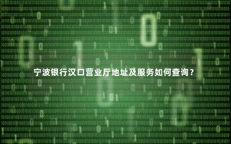宁波银行汉口营业厅地址及服务如何查询？