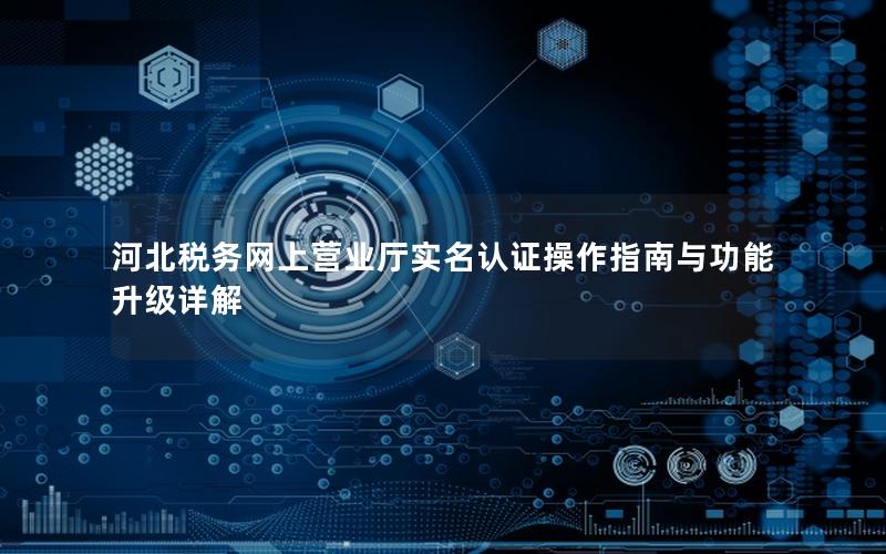 河北税务网上营业厅实名认证操作指南与功能升级详解