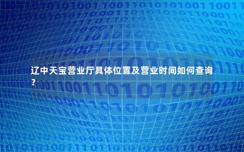 辽中天宝营业厅具体位置及营业时间如何查询？