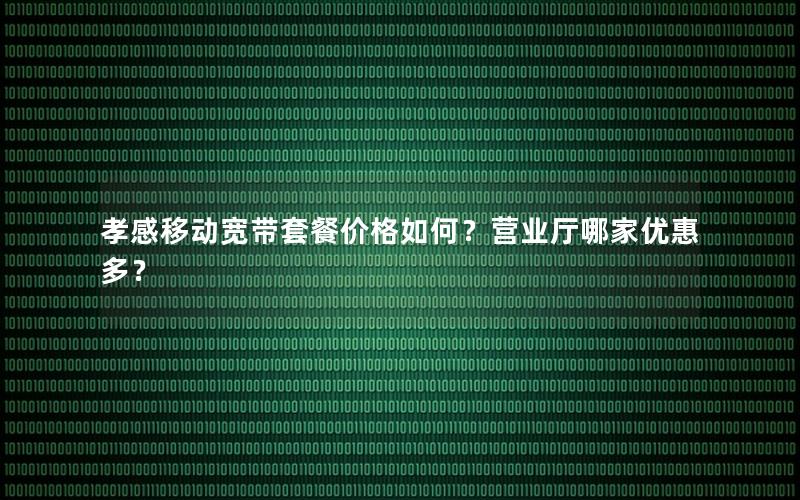 孝感移动宽带套餐价格如何？营业厅哪家优惠多？