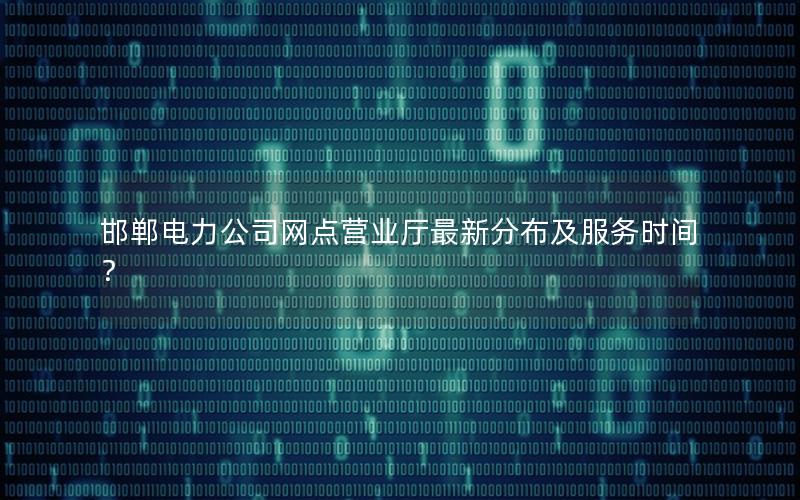 邯郸电力公司网点营业厅最新分布及服务时间？