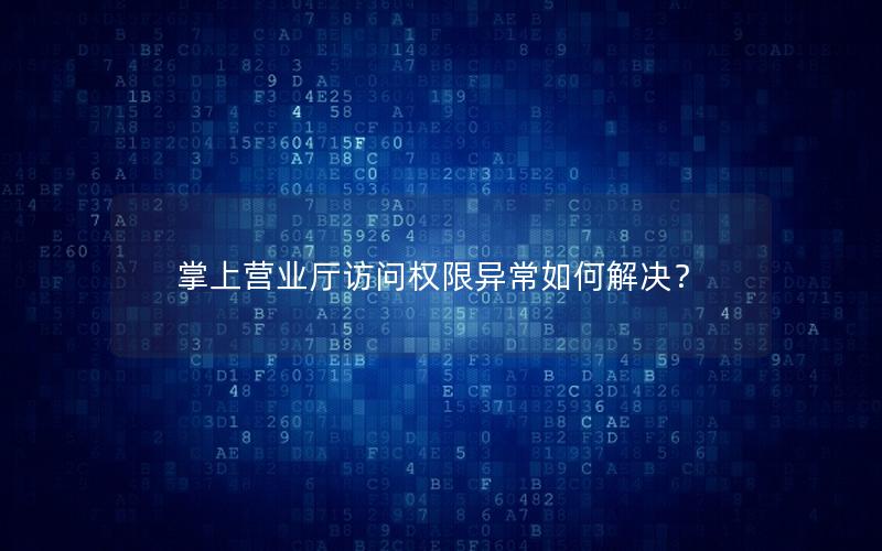 掌上营业厅访问权限异常如何解决？