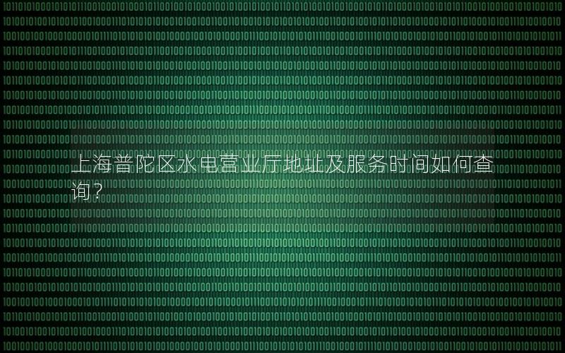 上海普陀区水电营业厅地址及服务时间如何查询？