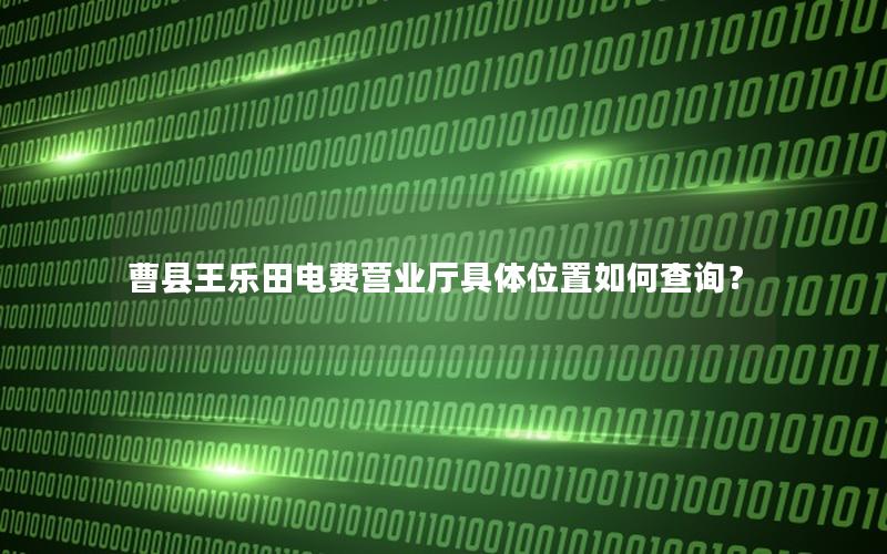 曹县王乐田电费营业厅具体位置如何查询？