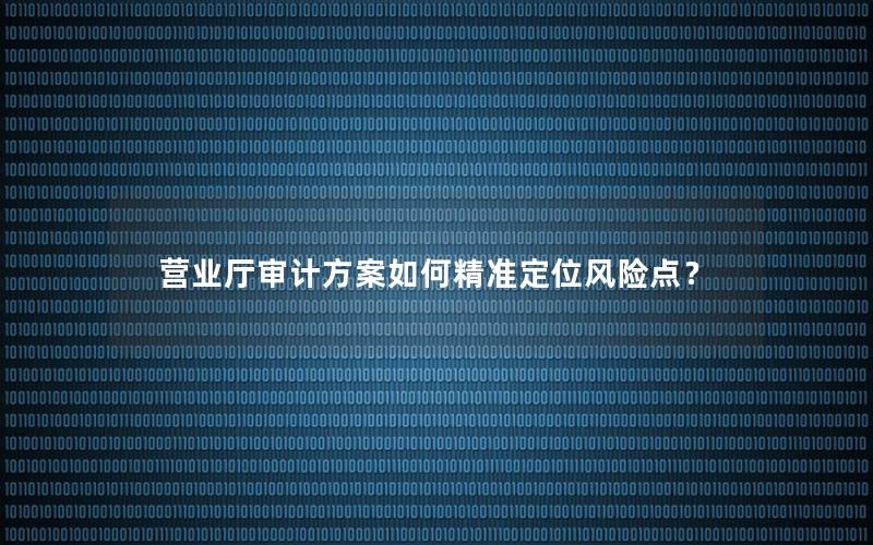 营业厅审计方案如何精准定位风险点？