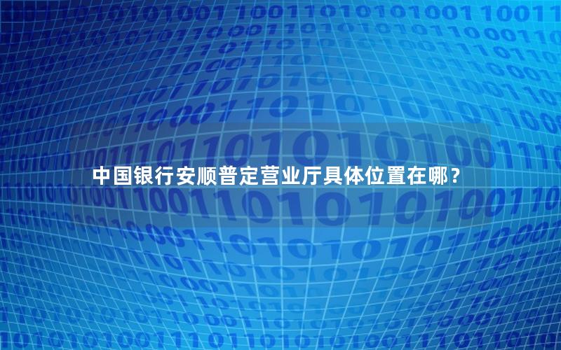 中国银行安顺普定营业厅具体位置在哪？