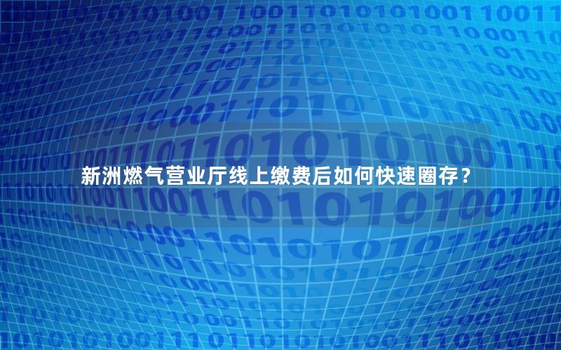 新洲燃气营业厅线上缴费后如何快速圈存？
