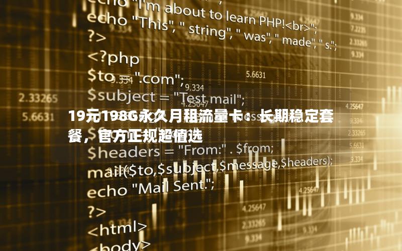 19元198G永久月租流量卡：长期稳定套餐，官方正规超值选