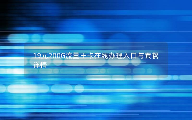 19元200G流量王卡在线办理入口与套餐详情