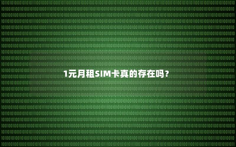 1元月租SIM卡真的存在吗？