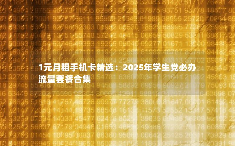 1元月租手机卡精选：2025年学生党必办流量套餐合集