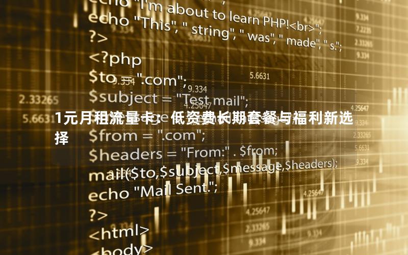 1元月租流量卡：低资费长期套餐与福利新选择